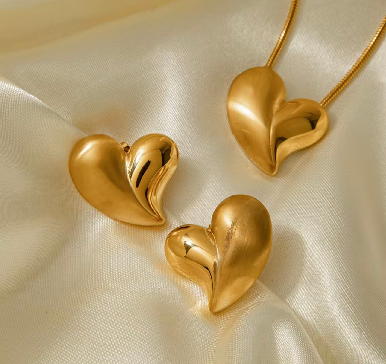 Gold Heart Stud Earring