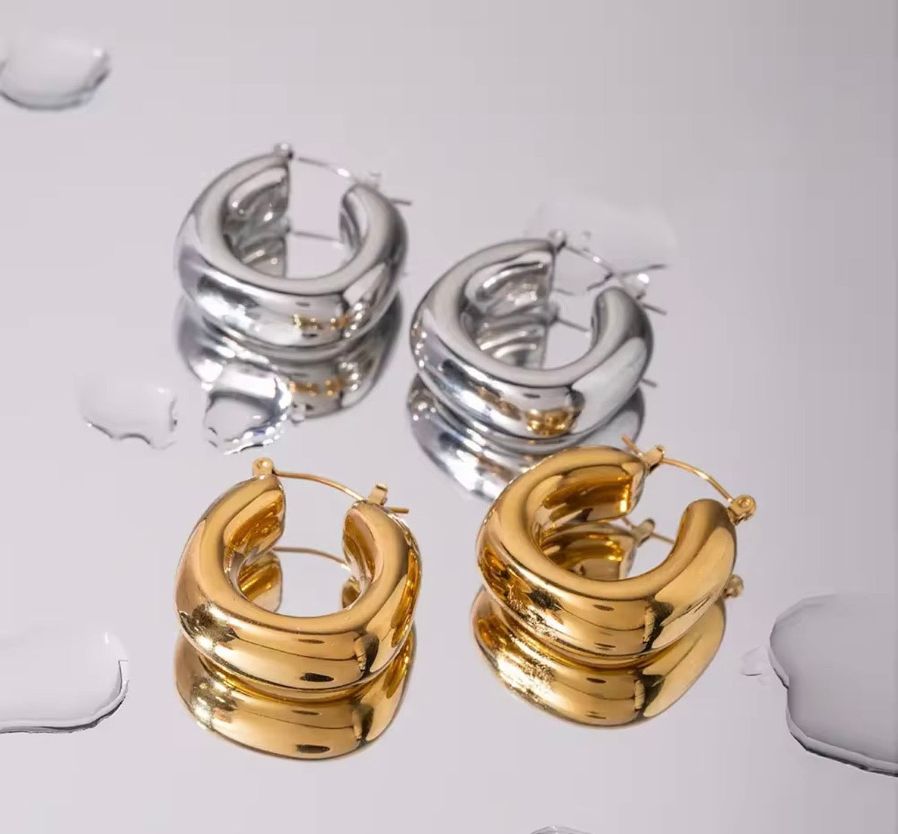 Sienna Chunky Hoop Earrings – Gold & Silver