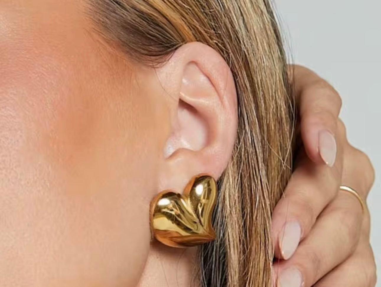 Gold Heart Stud Earring