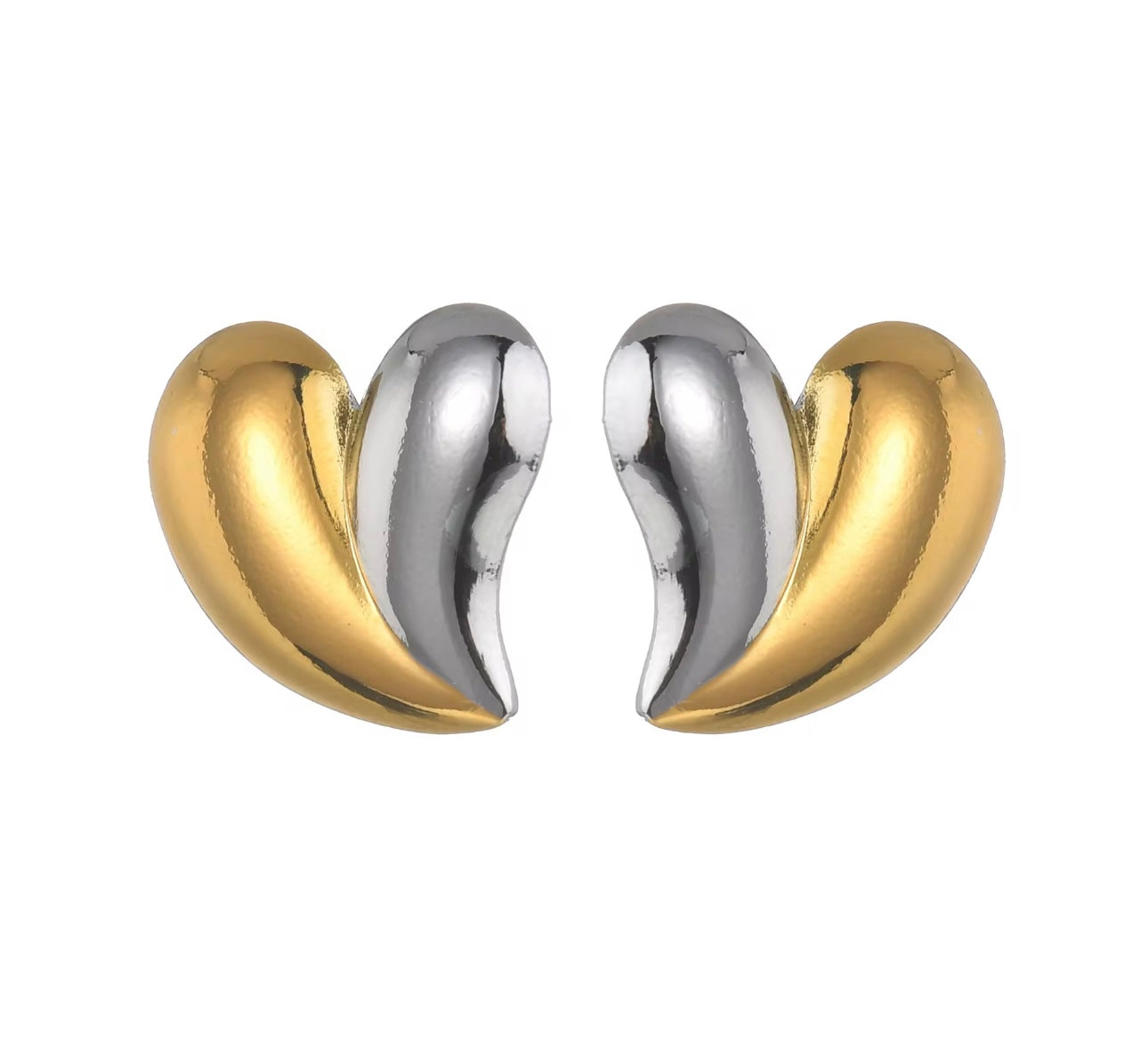 Two-Tone Love Heart Stud Earring