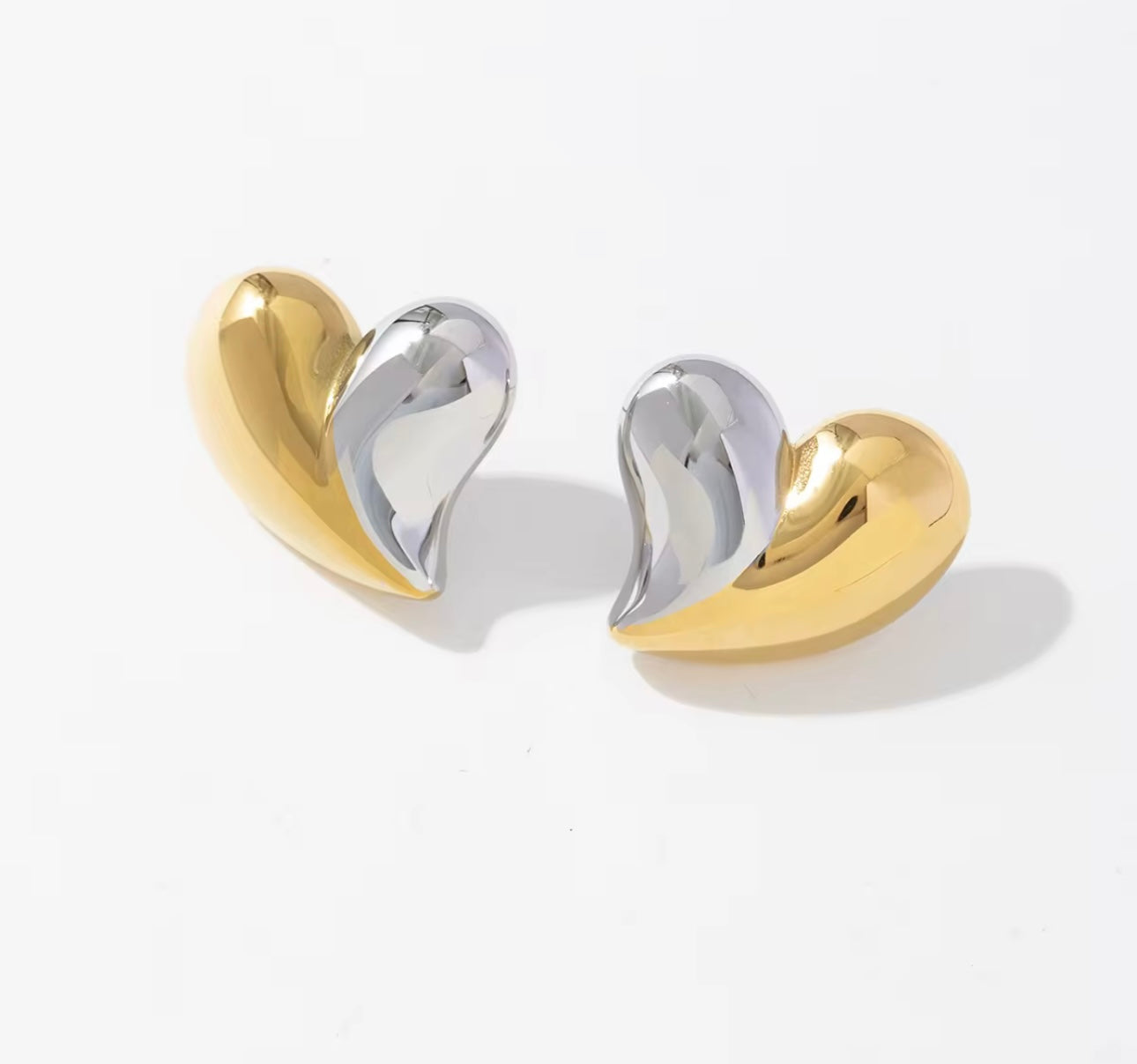 Two-Tone Love Heart Stud Earring