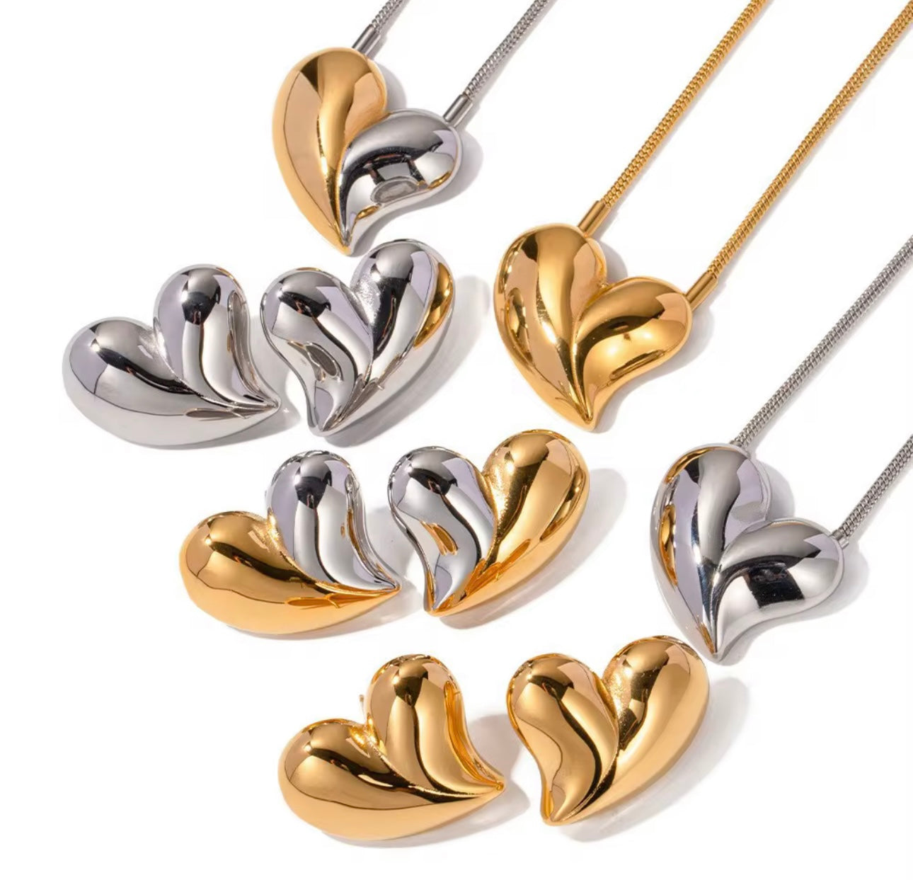Two-Tone Love Heart Stud Earring