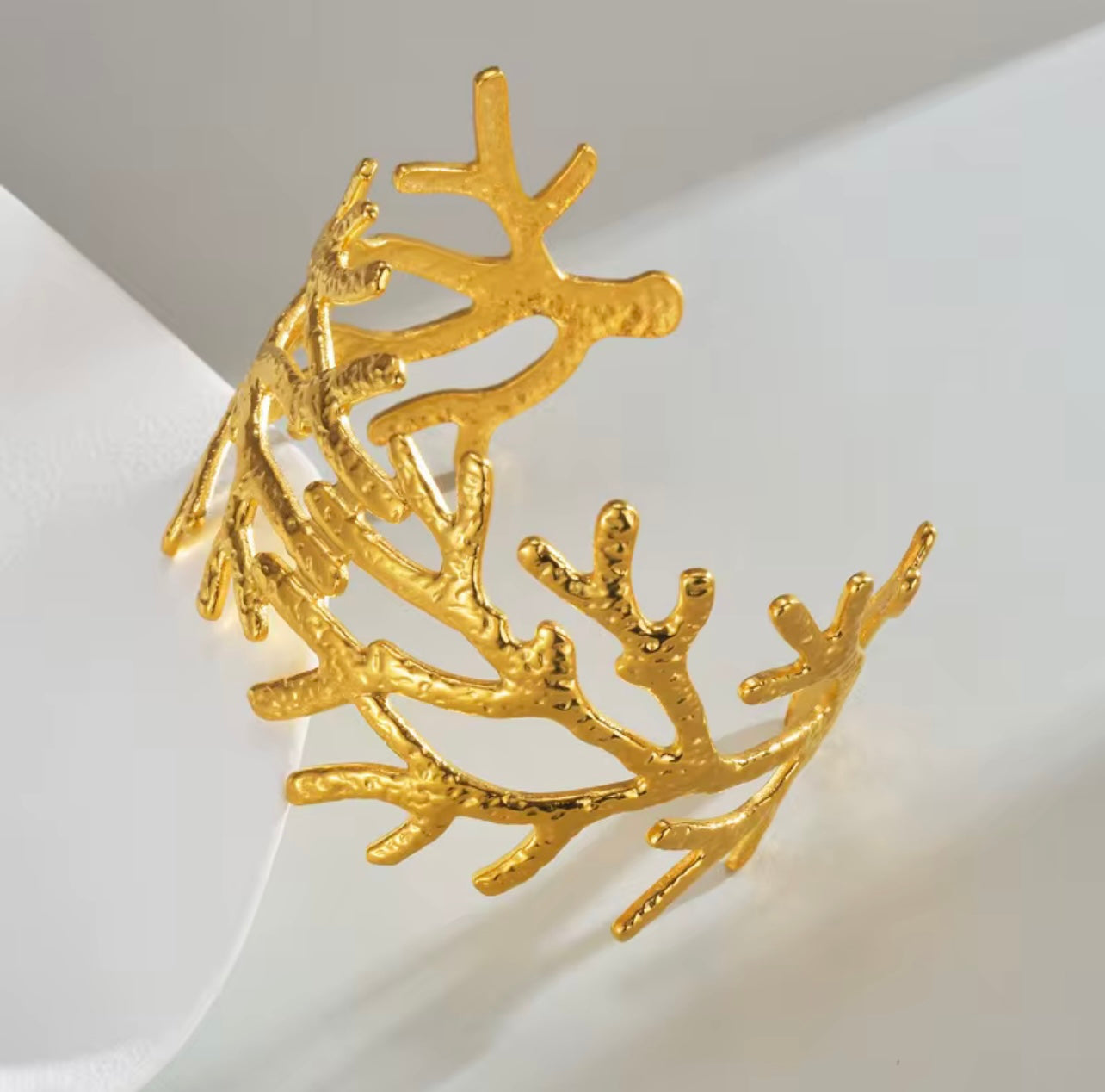 Exquisite Statement "Coral Reef" Cuff Bracelet in Gold
