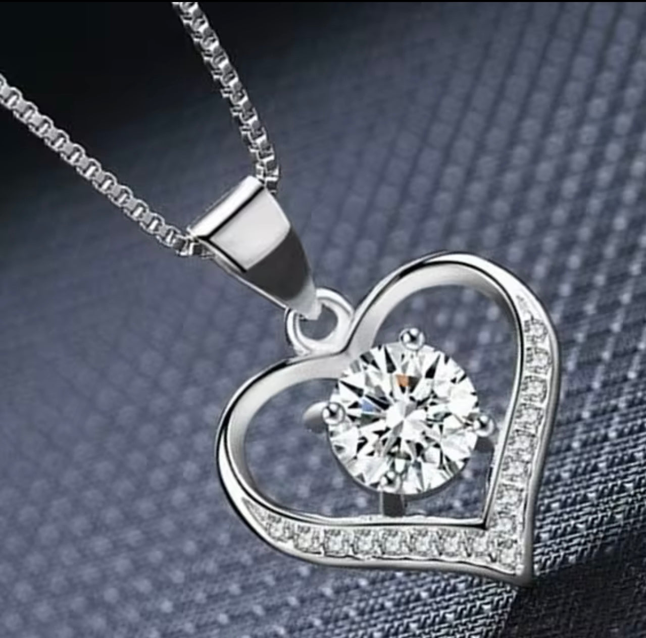 Sterling Silver Crystal Heart Pendant Necklace