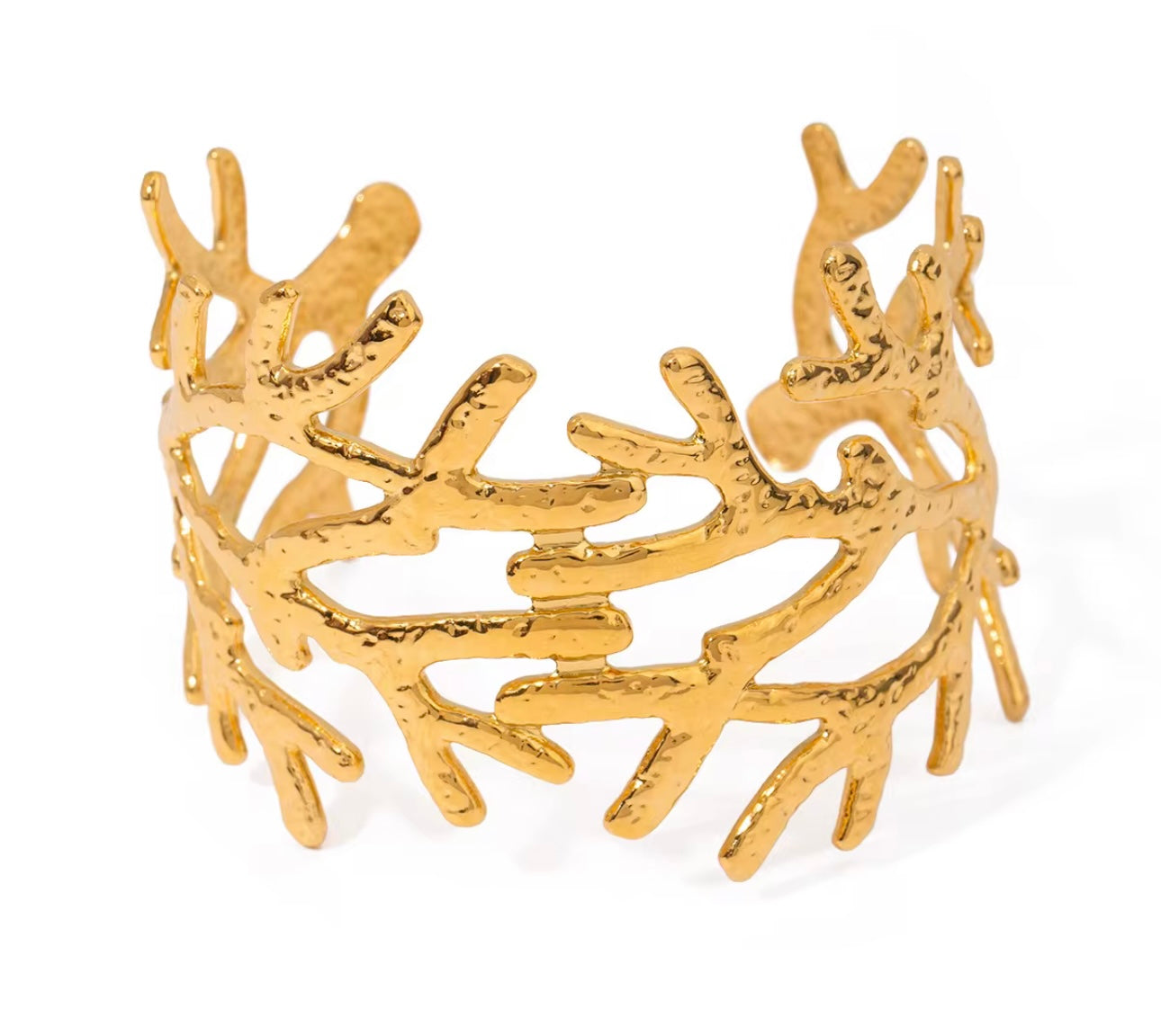 Exquisite Statement "Coral Reef" Cuff Bracelet in Gold