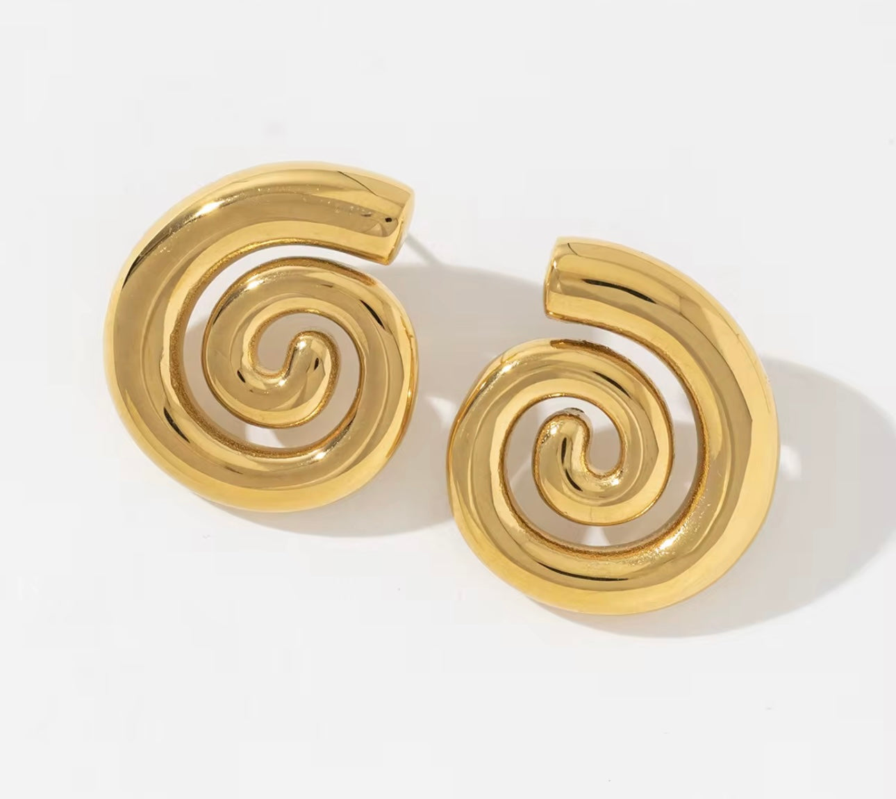 Spiral Gold Statement Earrings