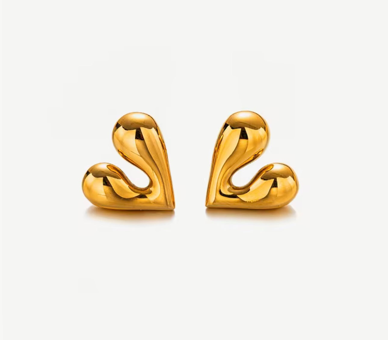 Retro Shaped Gold Heart Earrings