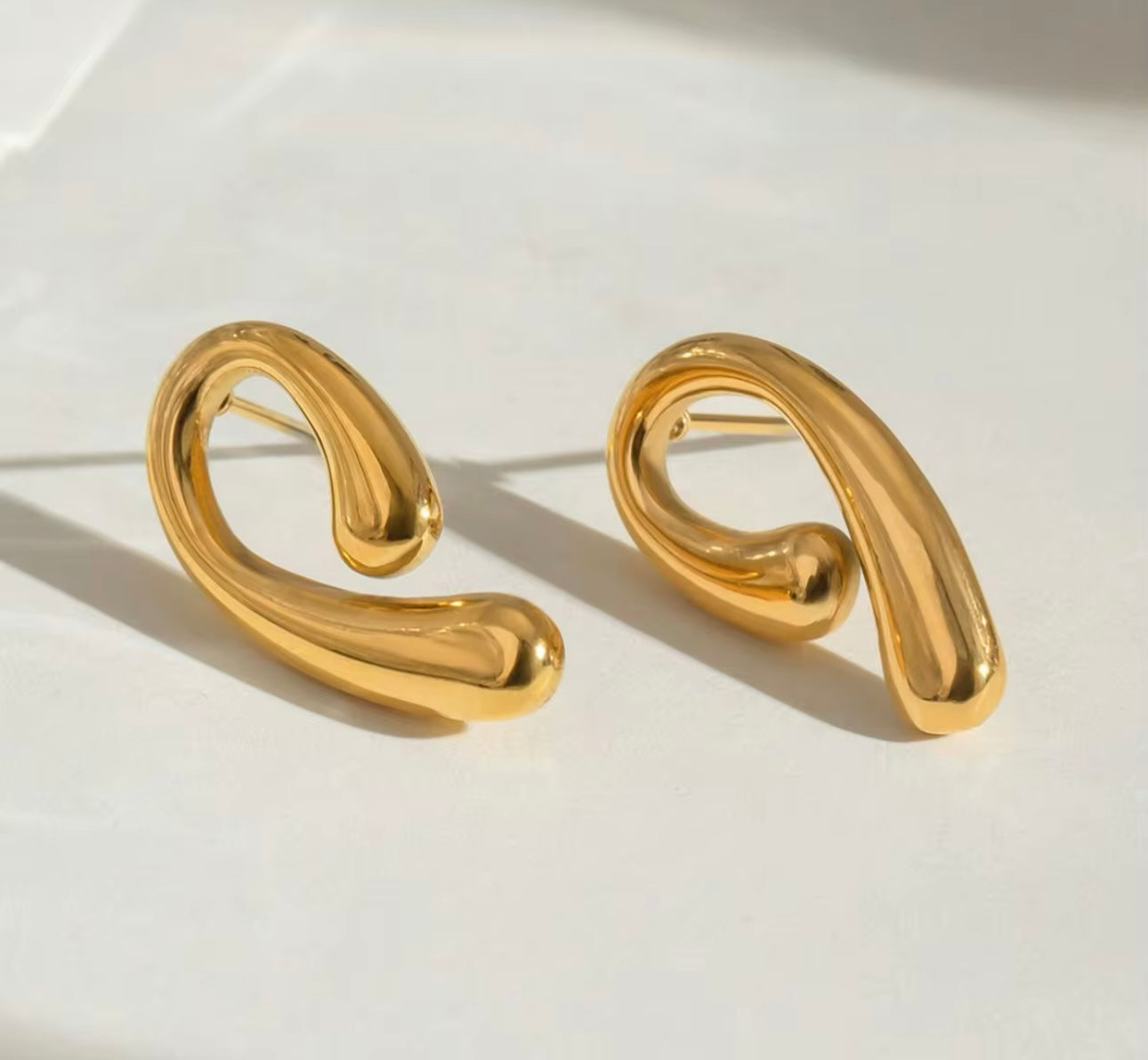 Asymmetrical Loop 18K Gold-Plated Earrings
