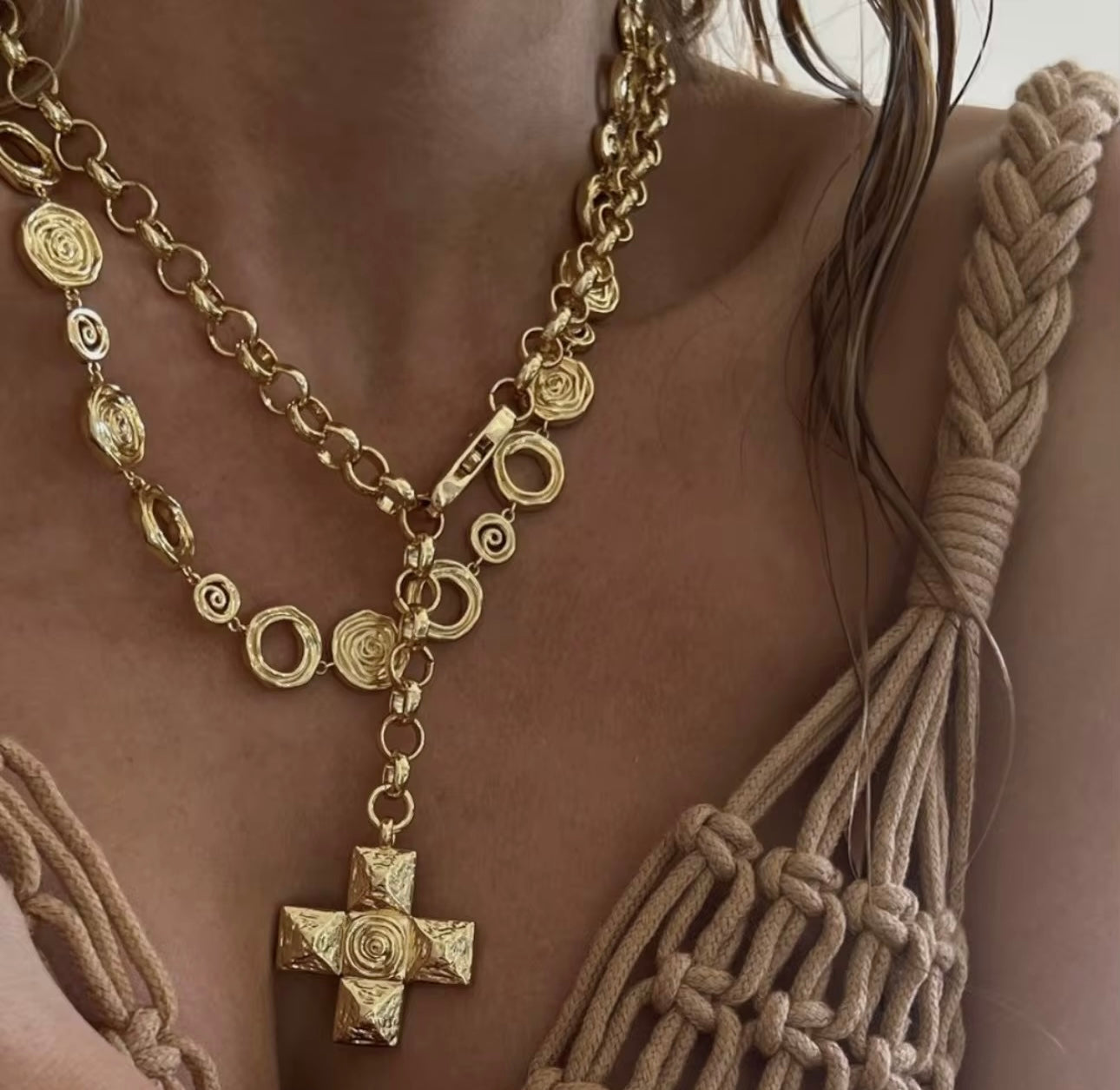 Genesis Statement Cross Charm Pendant