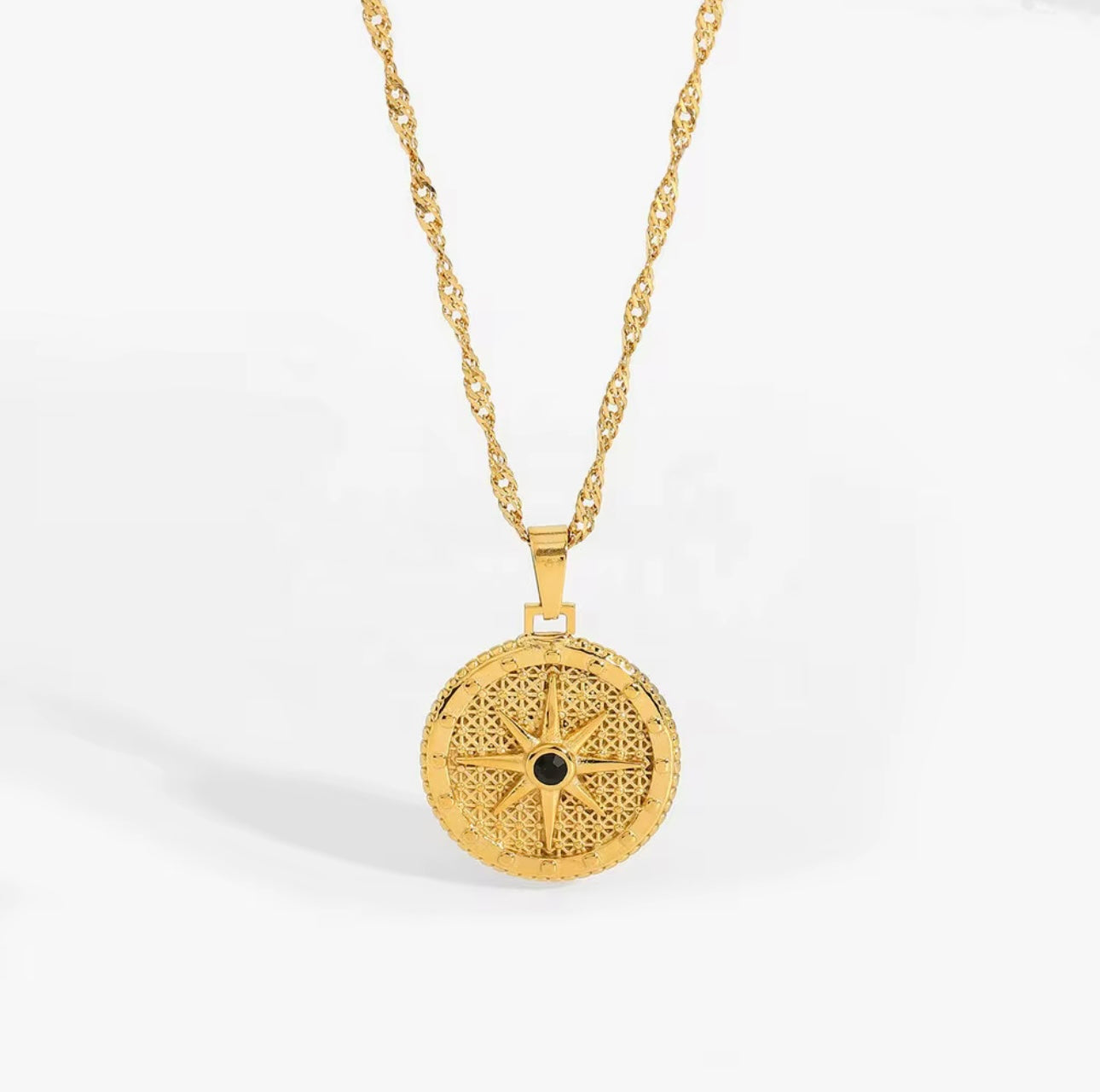 Gold Compass Pendant Necklace