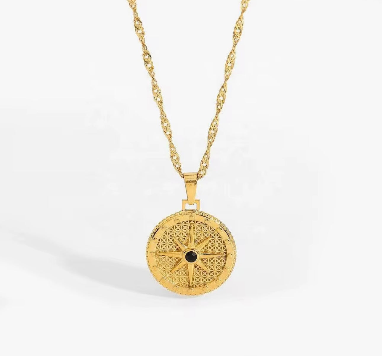 Gold Compass Pendant Necklace