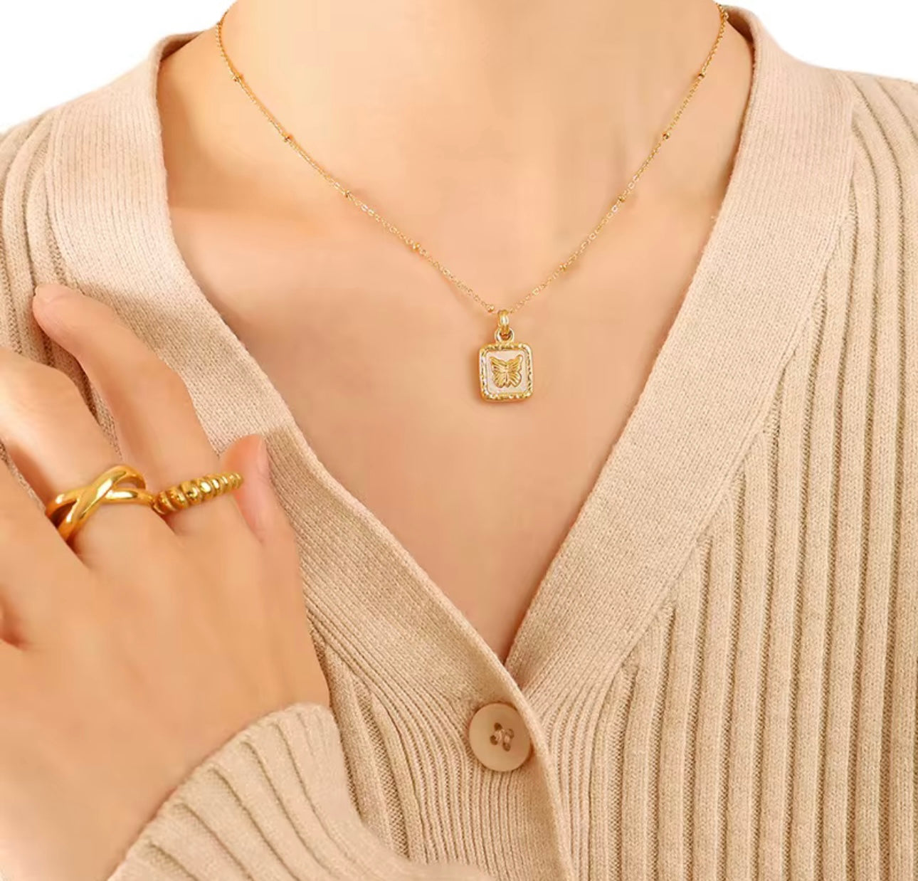 Hope Butterfly Gold Pendant Necklace