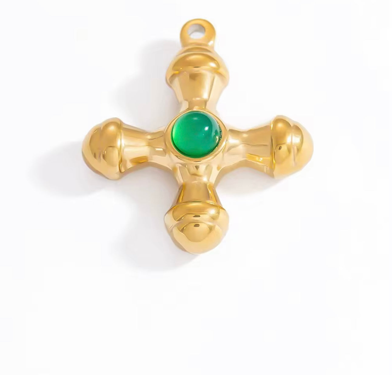 Byzantine Cross Emerald Charm Pendant