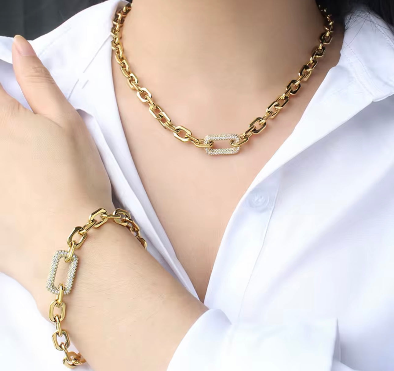 Alexa Link Gold Statement Necklace