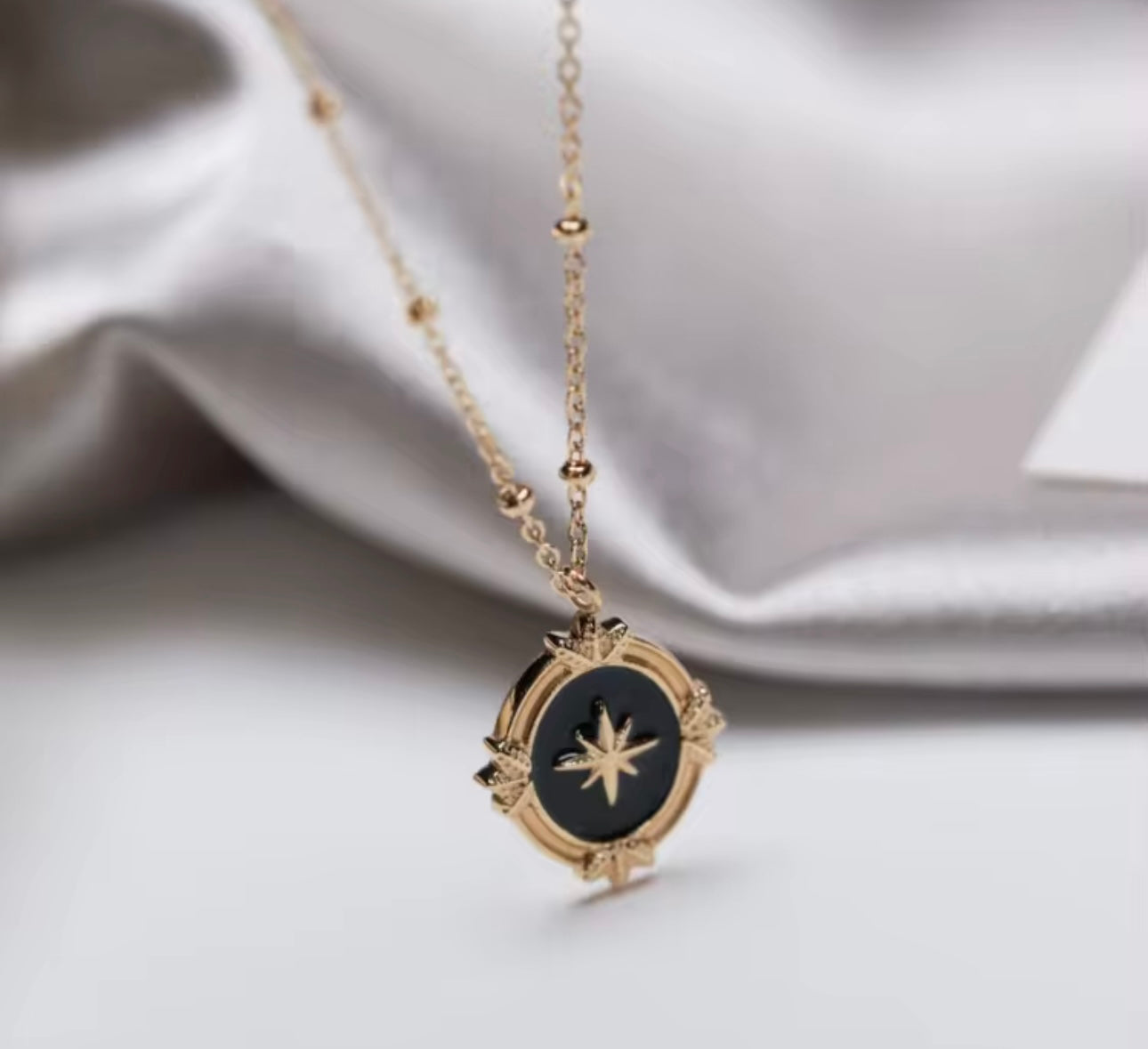 Black Gold North Star Pendant Necklace