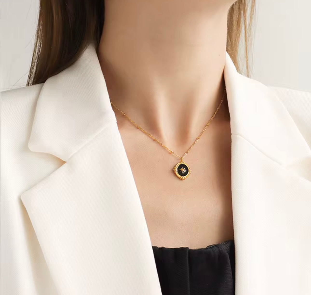 Black Gold North Star Pendant Necklace