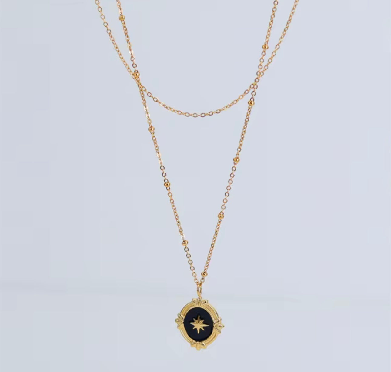 Black Gold North Star Pendant Necklace