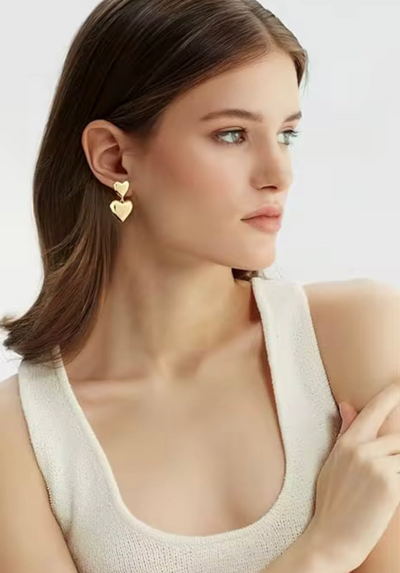 Amore Heart Gold Puffed Earrings