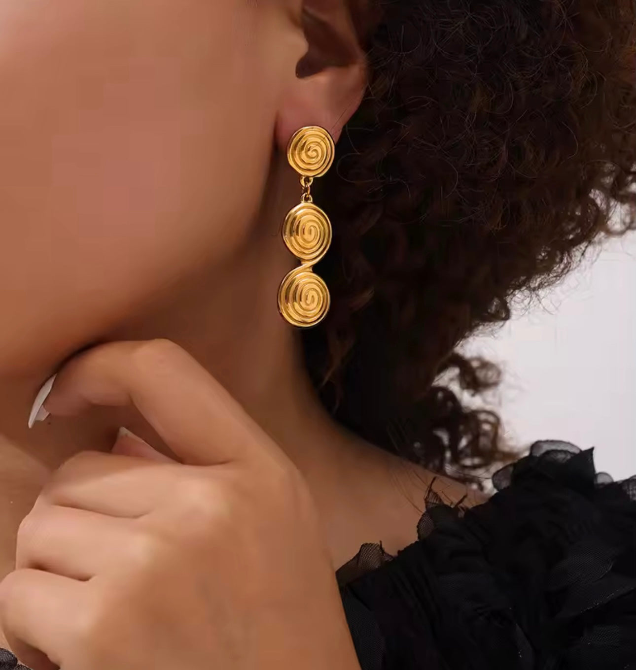 Spiral Statement Drop Earrings
