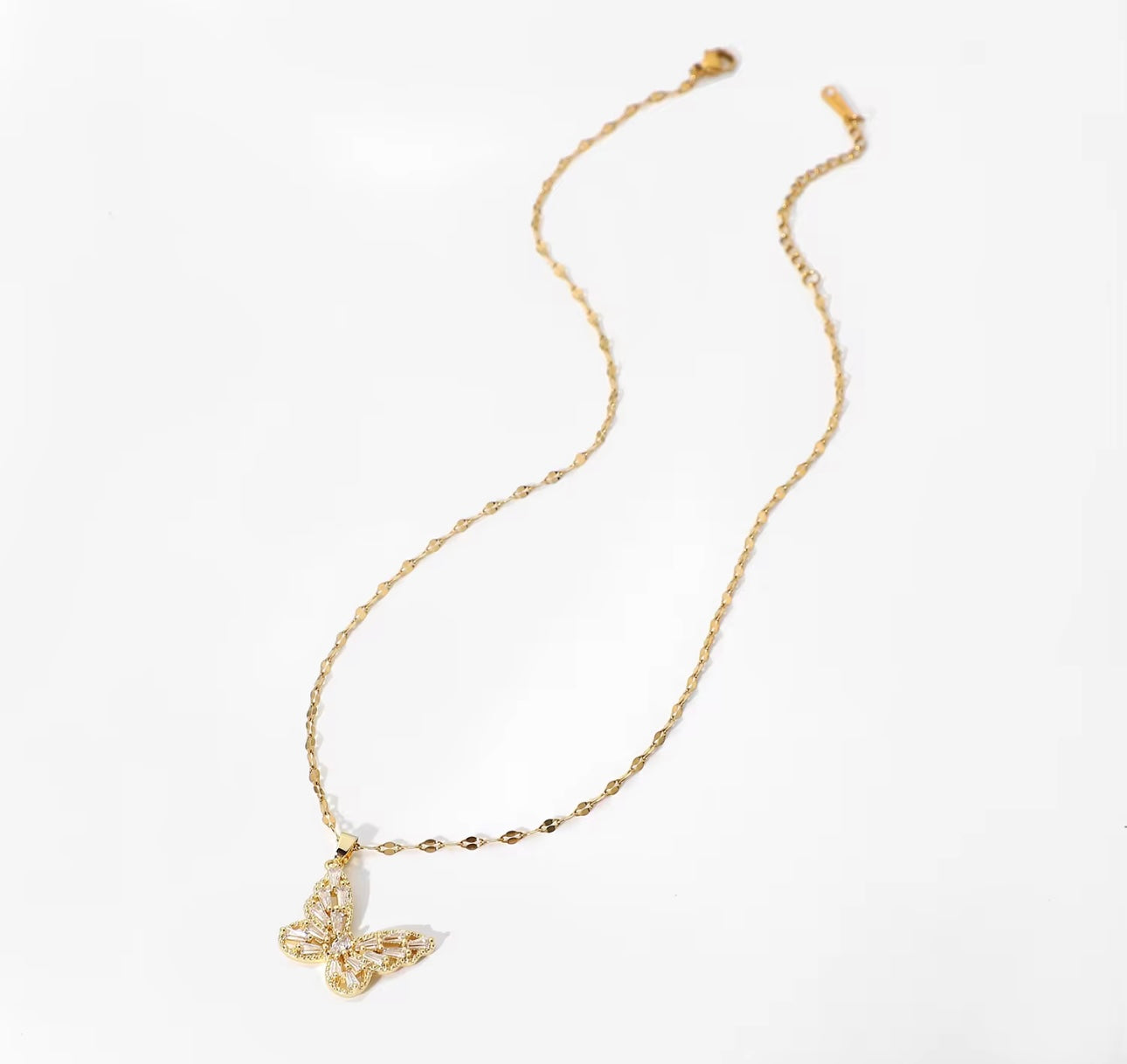 Glow Butterfly Gold Pendant Necklace