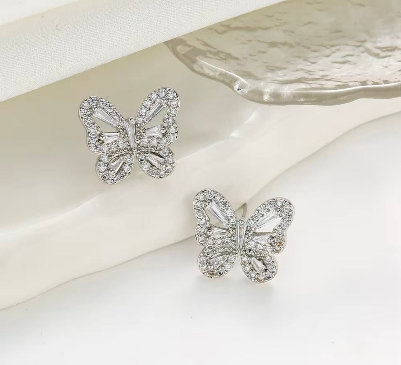 Whimsy Butterfly Silver Stud Earrings