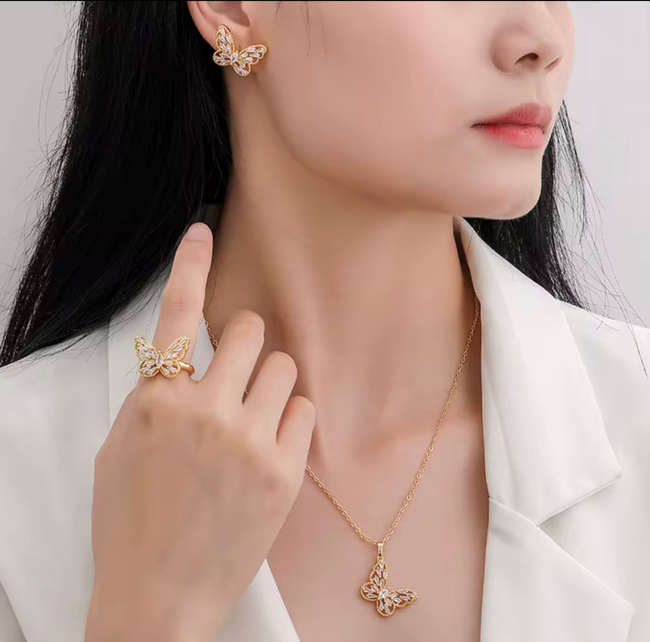 Glow Butterfly Gold Pendant Necklace