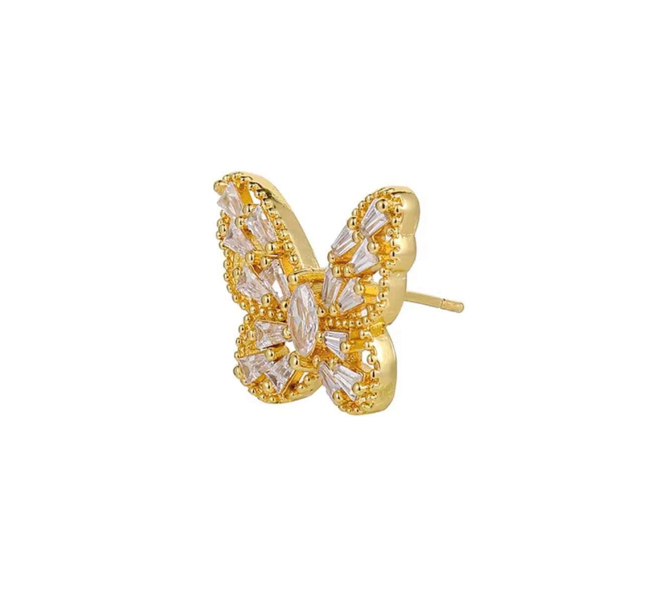 Glow Butterfly Gold Stud Earrings