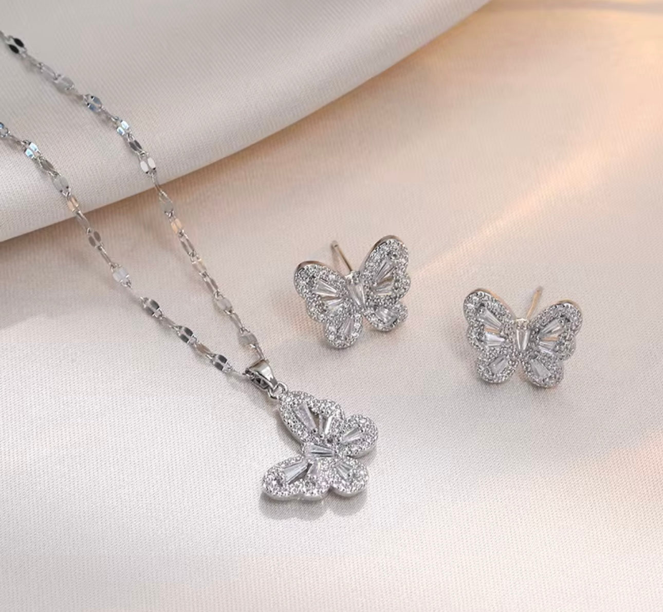 Whimsy Butterfly Silver Stud Earrings