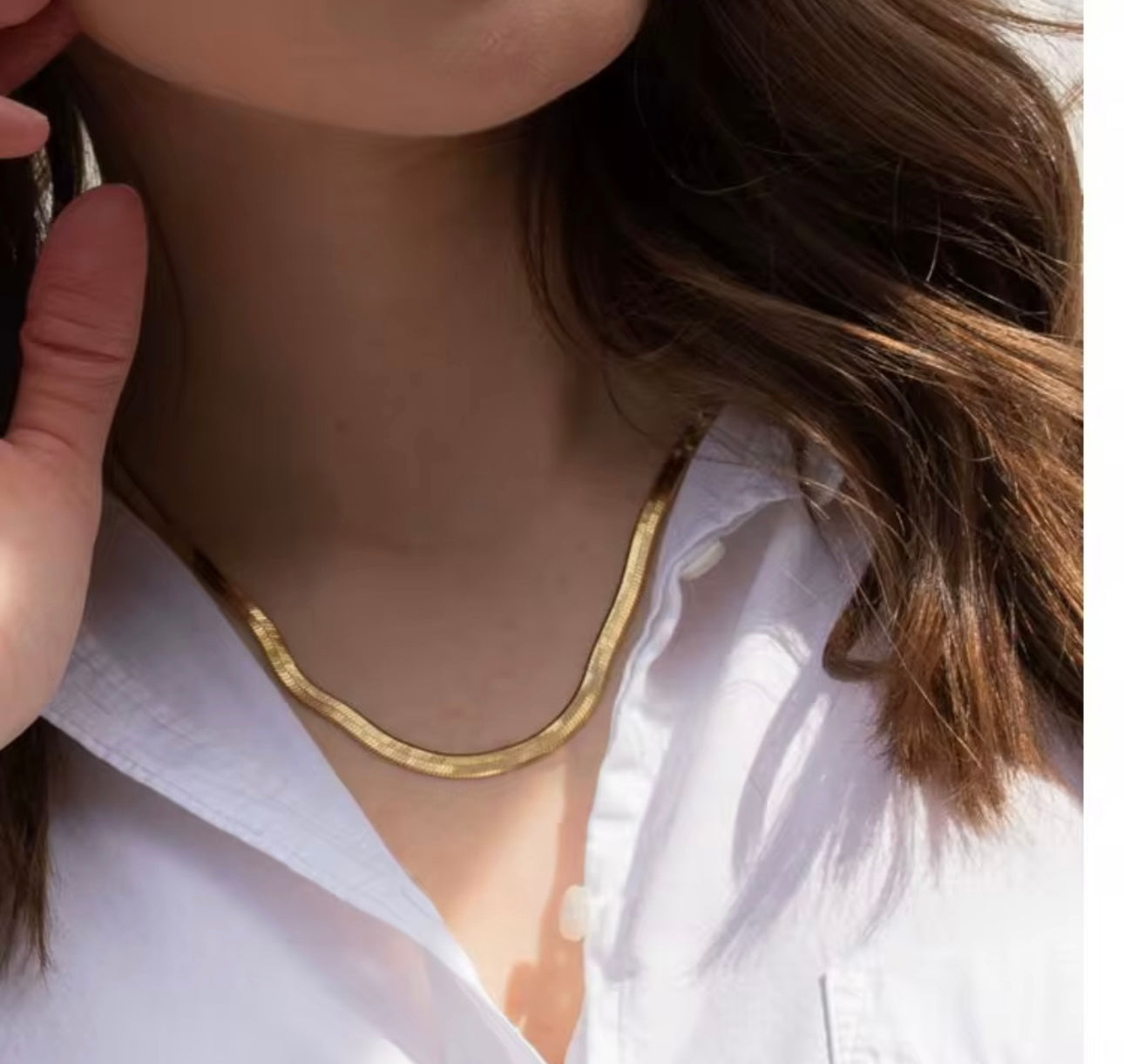 Vintage Flat Gold Chain Necklace