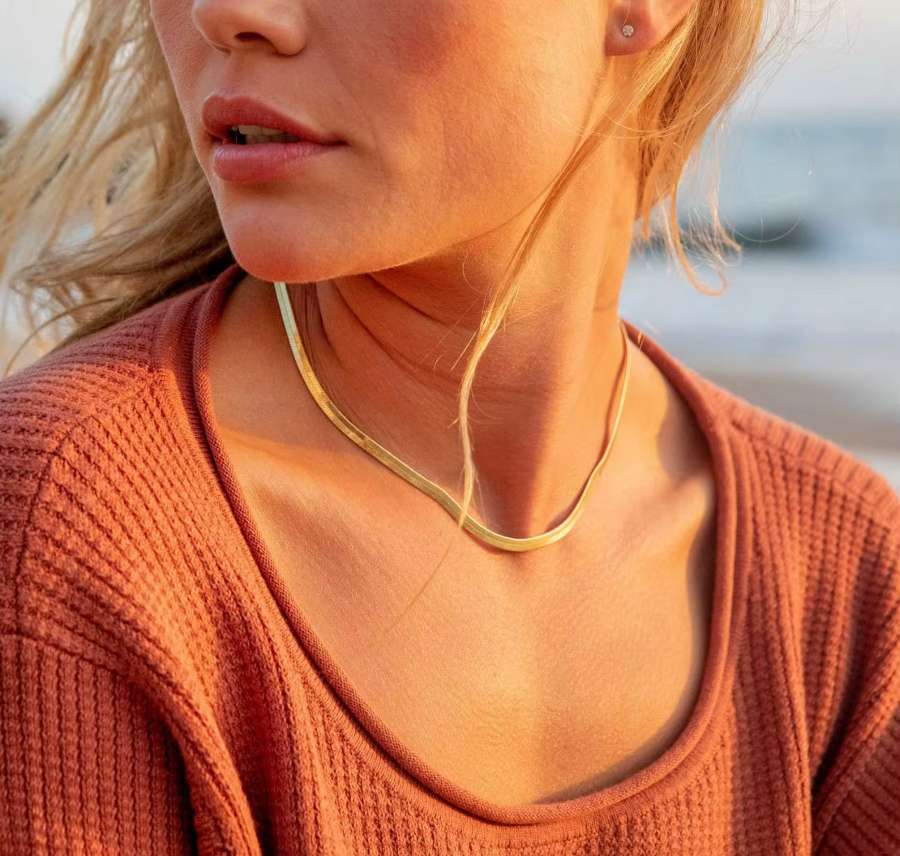 Vintage Flat Gold Chain Necklace