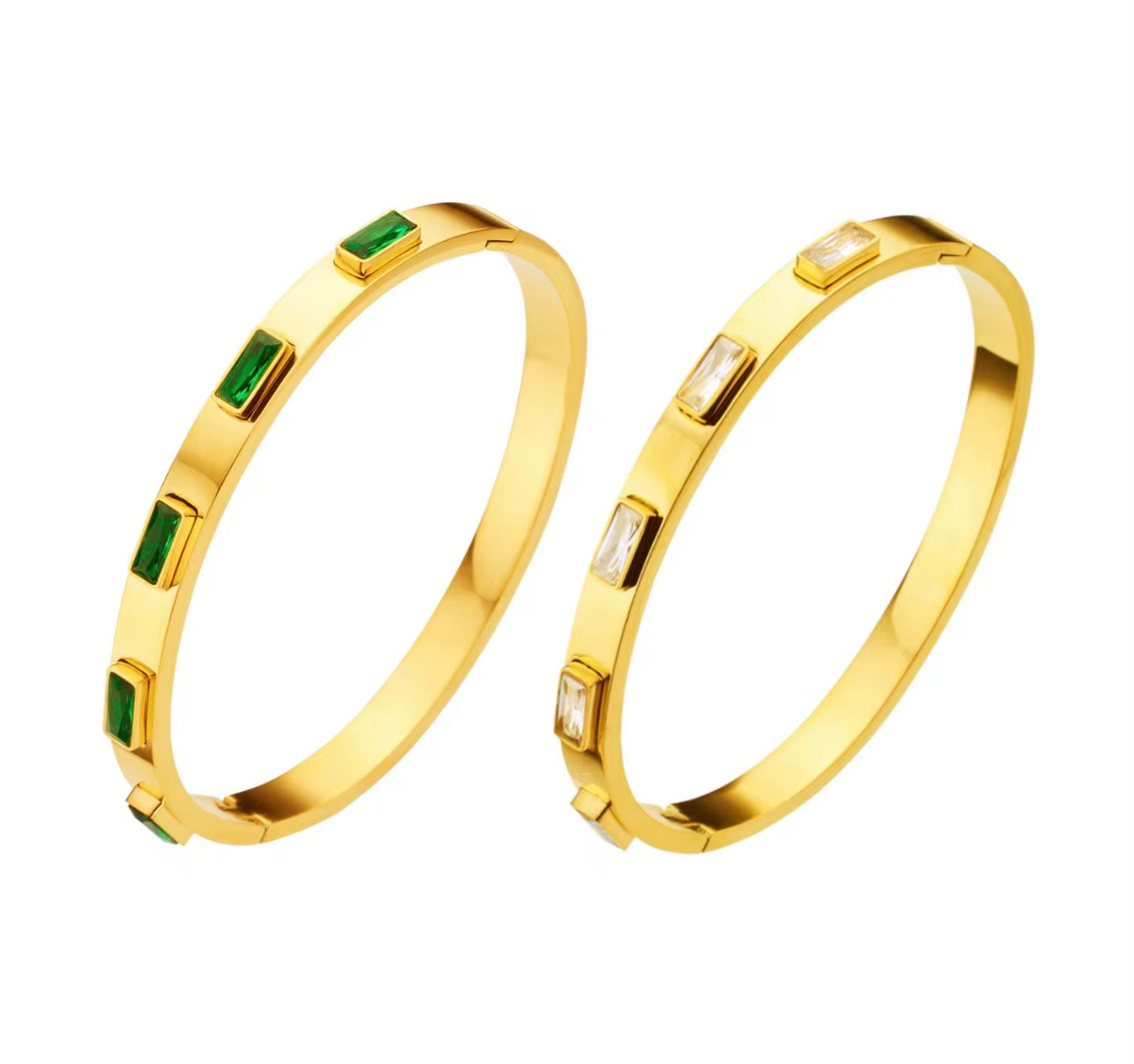 Emerald Gold Bangle Bracelet