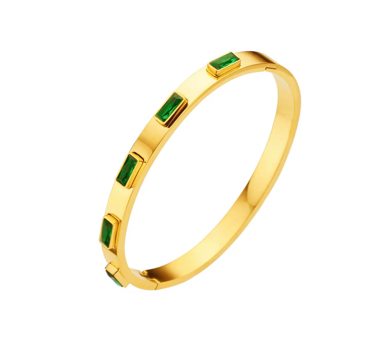 Emerald Gold Bangle Bracelet