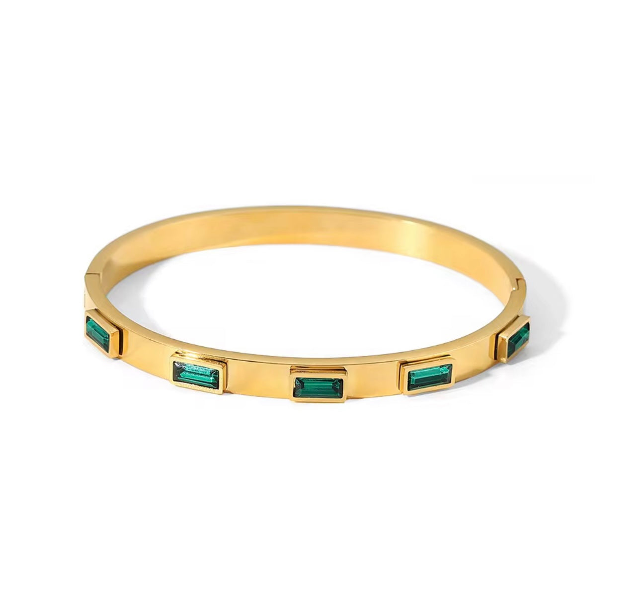 Emerald Gold Bangle Bracelet