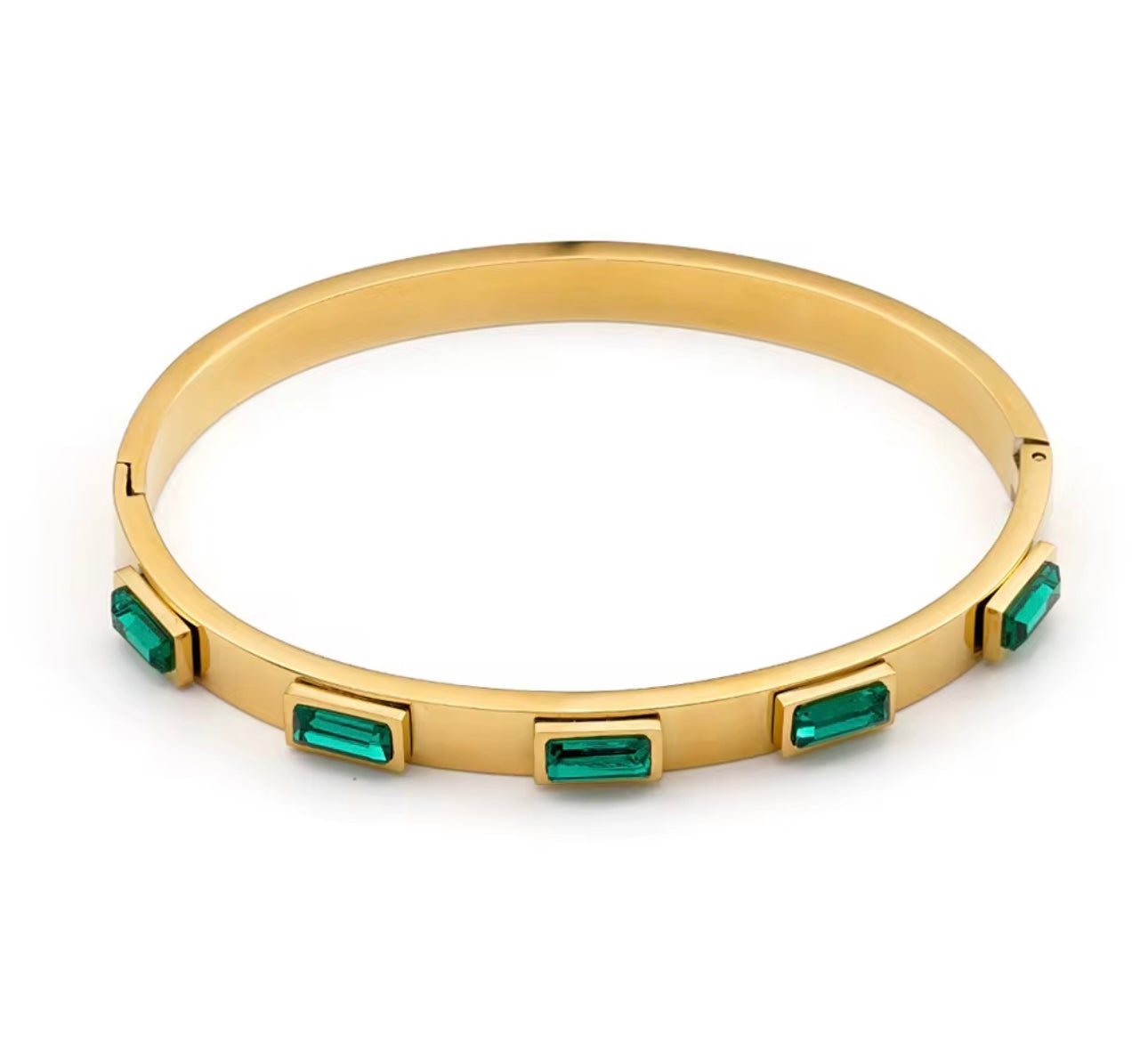 Emerald Gold Bangle Bracelet