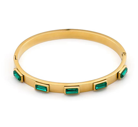 Emerald Gold Bangle Bracelet
