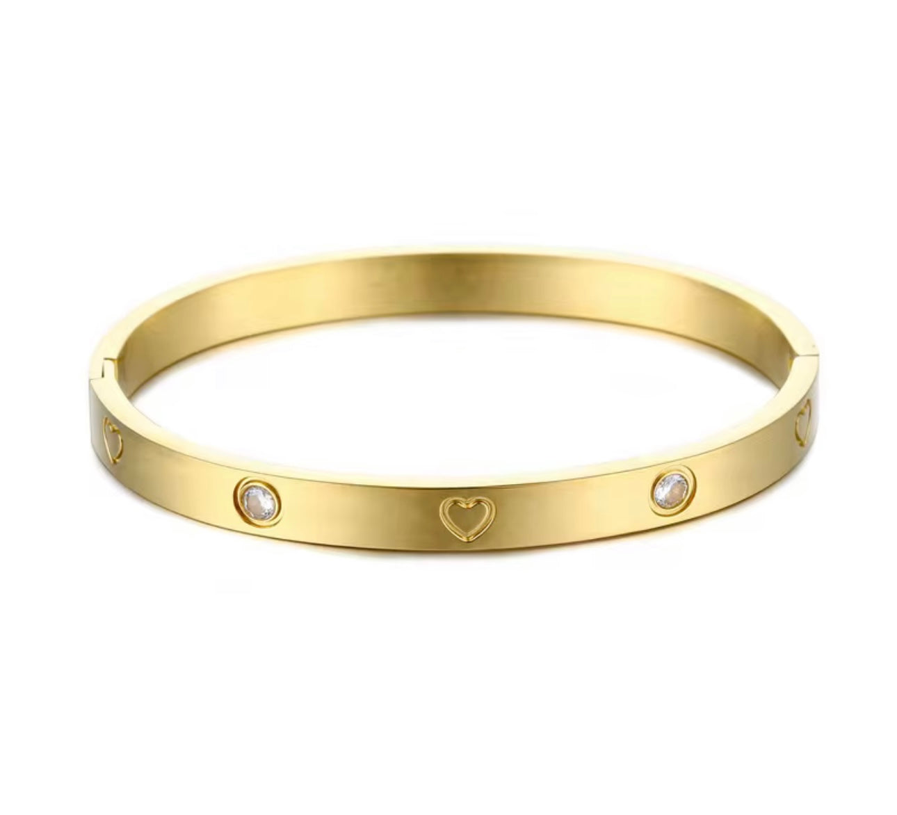 Luxury Gold Heart Bangle Bracelet