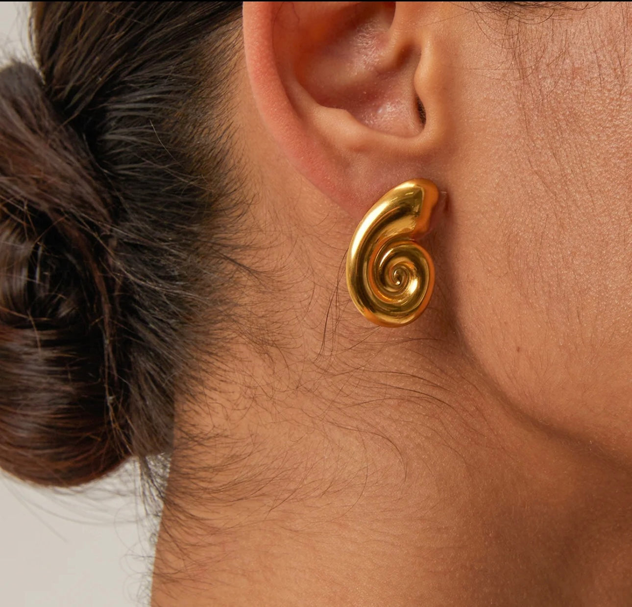 Infinity Spiral Gold Hoop Earrings