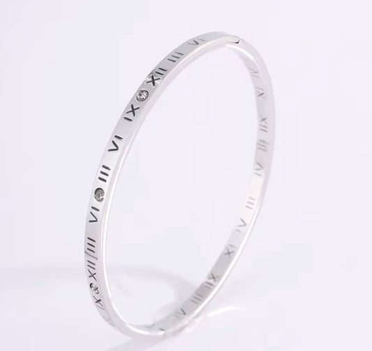 Slim Numeral Cuff Bracelet - Silver