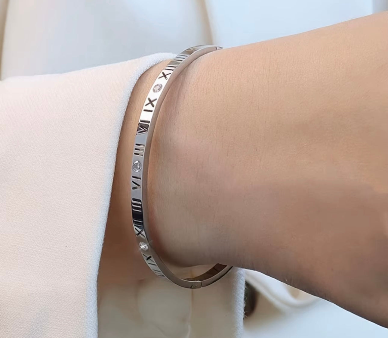 Slim Numeral Cuff Bracelet - Silver