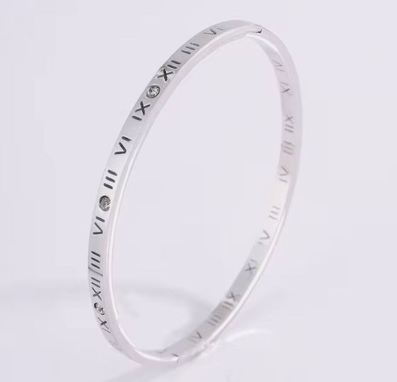 Slim Numeral Cuff Bracelet - Silver