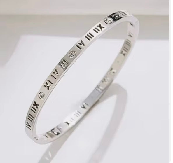 Slim Numeral Cuff Bracelet - Silver