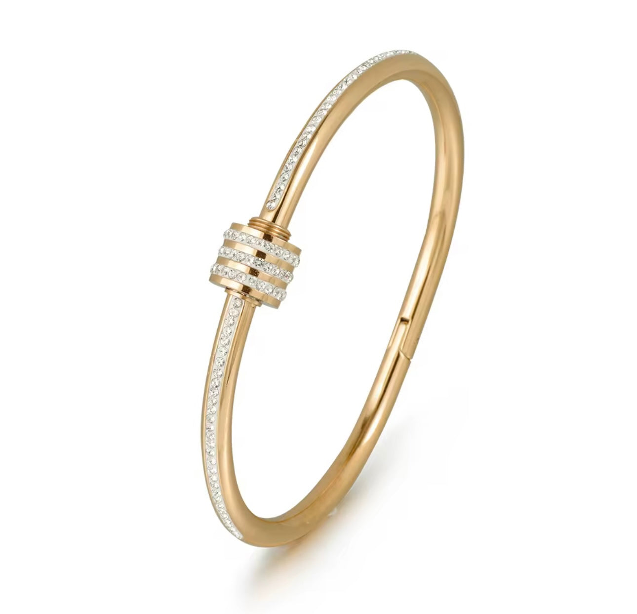 Luxury Statement Triple Row Bangle - Gold Filled