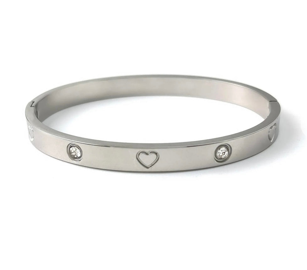 Amare Heart Bangle Bracelet - Silver