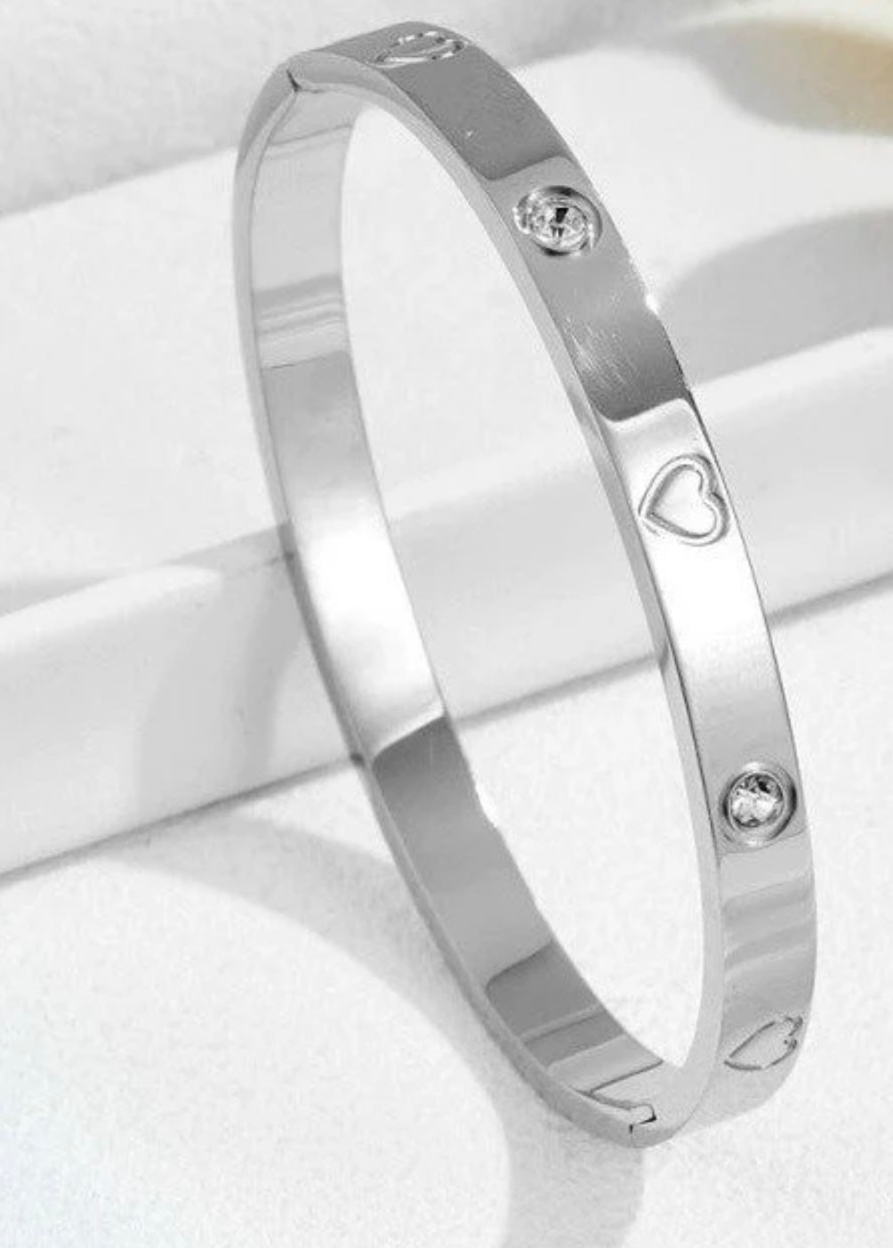 Amare Heart Bangle Bracelet - Silver