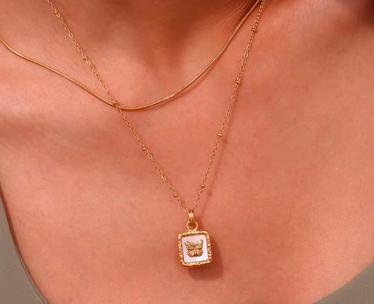 Hope Butterfly Gold Pendant Necklace