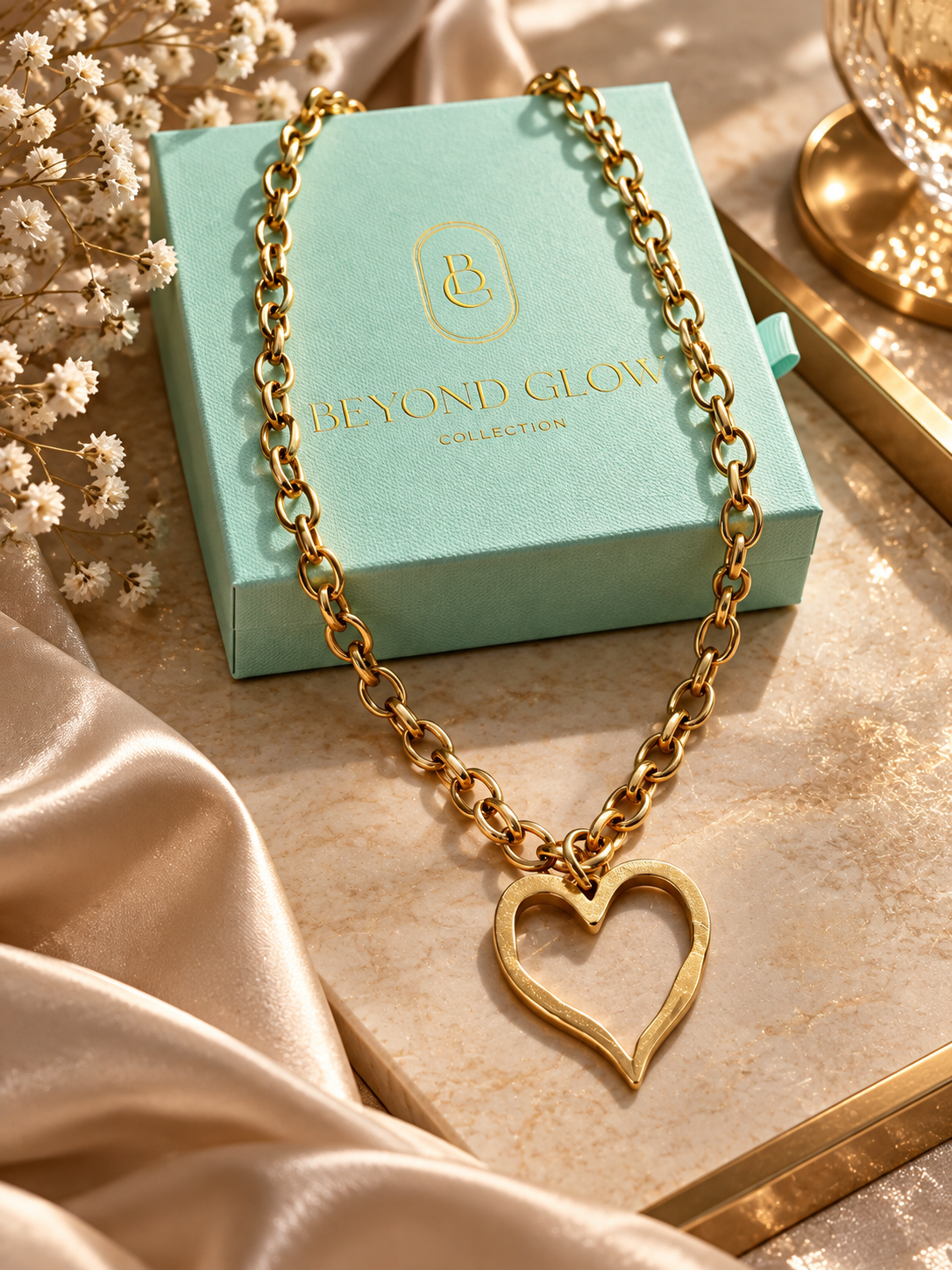 Open Heart Gold Pendant Necklace