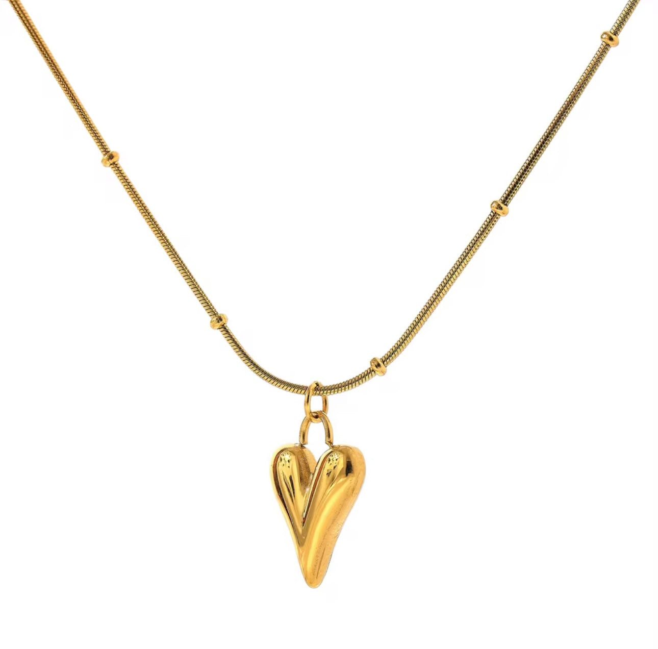 Stylish Gold Heart Pendant Necklace