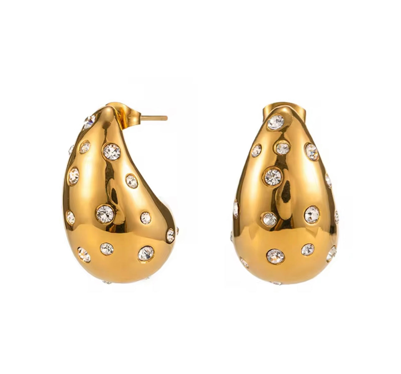 Gemstone Dome Teardrop Earrings