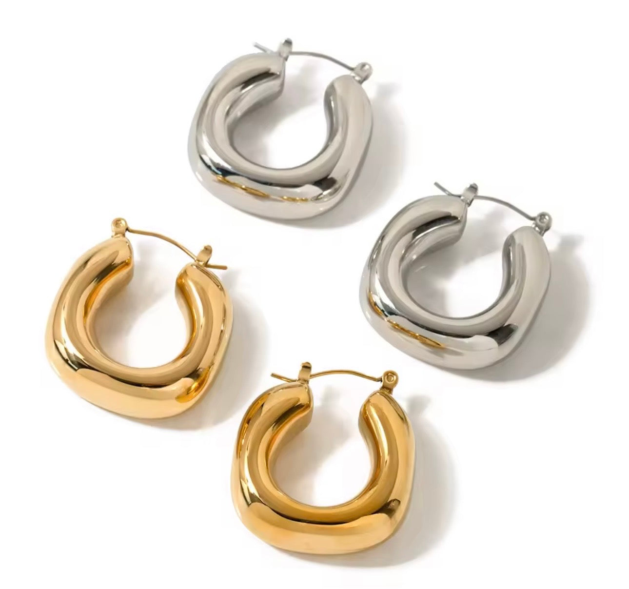 Sienna Chunky Hoop Earrings – Gold & Silver