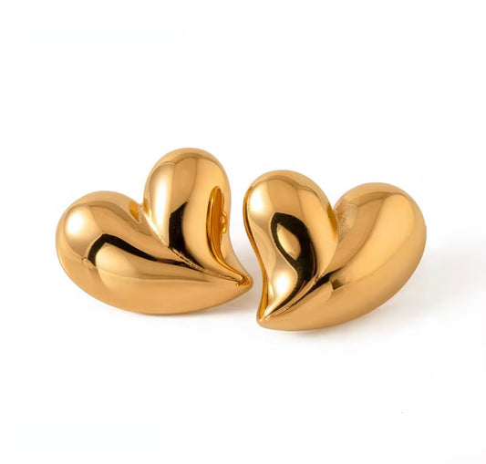 Chunky Gold Heart Stud Earring